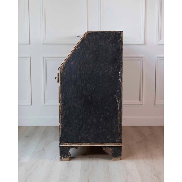 19th Century Period Gustavian Slant-Front Desk with Black Exterior and Blue Interior For Sale - Image 13 of 13