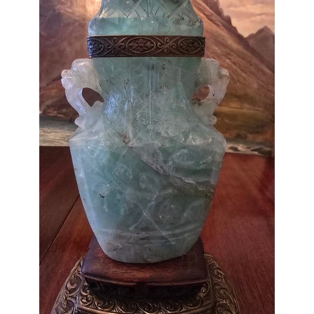 A very fine antique chinese urn converted into a lamp ( guaranteed 100 years old or older all hand carved original chinese...