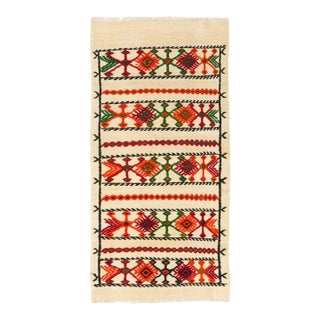 Small Vintage Embroidered Kilim Rug - 1`10″ X 3`10″ Ft. For Sale