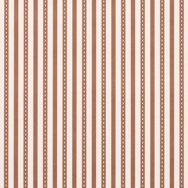 Schumacher Mathis Ticking Stripe Wallcovering In Umber For Sale In New York - Image 6 of 6