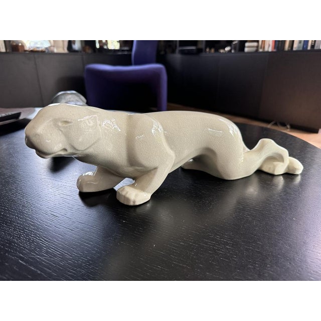 Ceramic Crouching Panther by Charles Lemanceau For Sale - Image 7 of 8