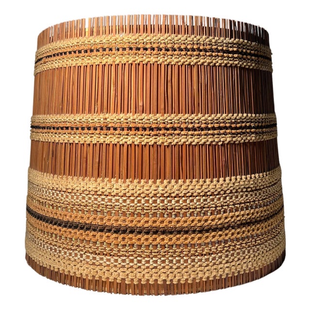 Vintage Elaborate Hand Crafted Textile Drum Lamp Shade by Maria Kipp For Sale