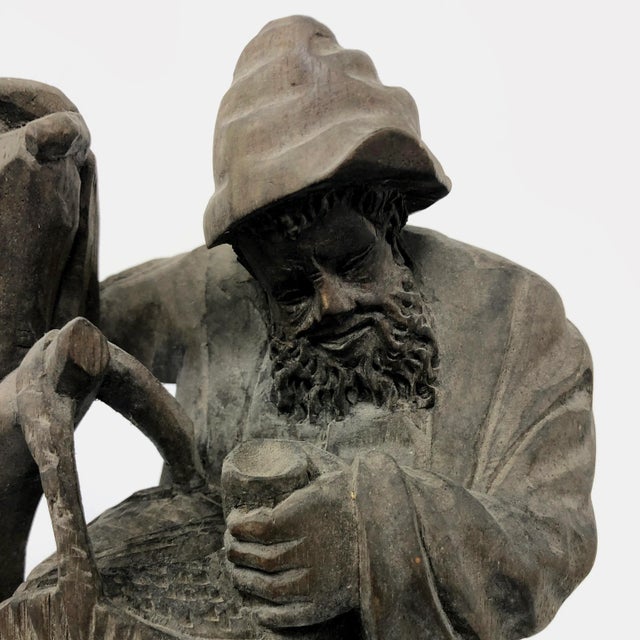 Mid 20th Century Old Carved Wood Folk Art Figurine For Sale - Image 9 of 9