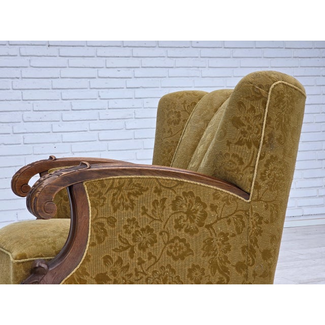 Danish Oak and Wool Armchair, 1960s For Sale - Image 17 of 18