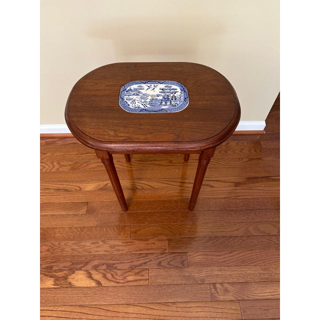 Vintage Side Table With Ceramic Inlay For Sale In Detroit - Image 6 of 6