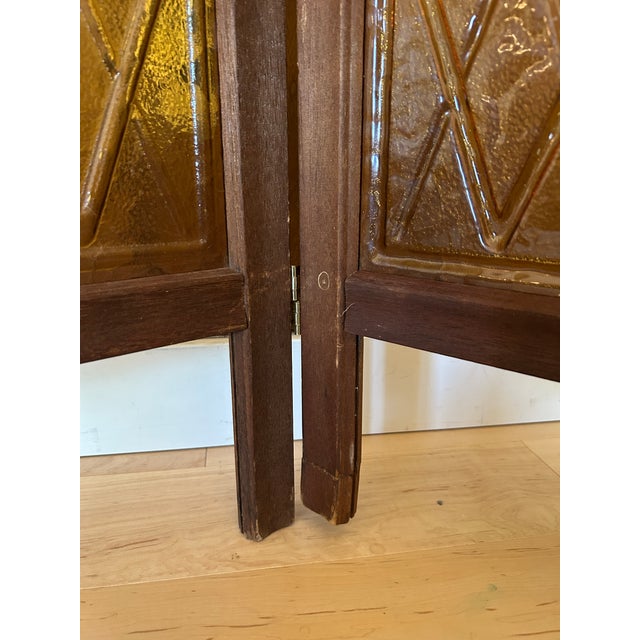 * Reserved for Rachel * Mid Century Amber Acrylic Diamond 2 Panel Room Divider / Screen For Sale In Portland, OR - Image 6 of 11
