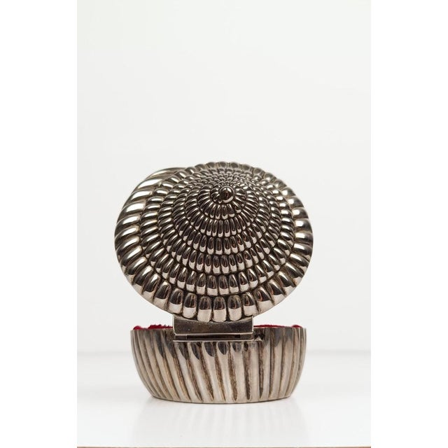 Silver Vintage Sundial Shell-Shaped Silver-Plated Metal Trinket Case Box, 1970s For Sale - Image 8 of 17