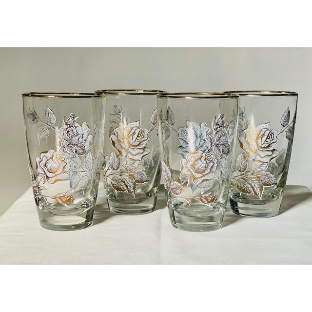 Vintage Libbey “Rose Bouquet” Tumblers- Set of 4 For Sale In Jacksonville, FL - Image 6 of 8