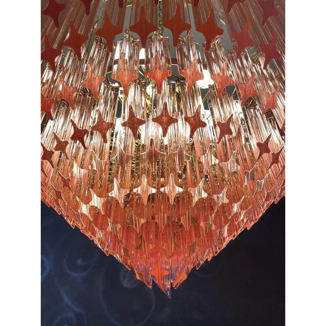 Modern Quadriedri Murano Glass Chandelier with 265 Amber Prisms and Gold Frame, 1982 For Sale - Image 16 of 18