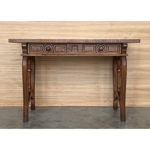 Early 19th Century Walnut Wood Catalan Spanish Console, Desk or Vanity Table For Sale - Image 17 of 18