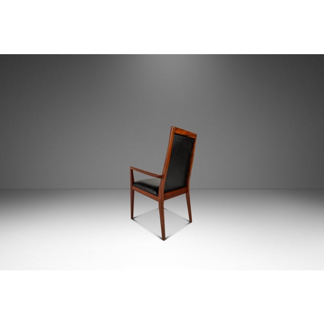 Milo Baughman Set of Four (4) Restored Mid-Century Modern High-Back Dining Chairs in Walnut & Vinyl Attributed to Milo Baughman for Dillingham, Usa, C. 1960s For Sale - Image 4 of 18