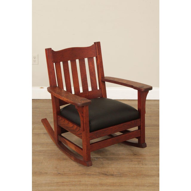 Mission Style Antique Oak Rocking Chair For Sale - Image 4 of 12