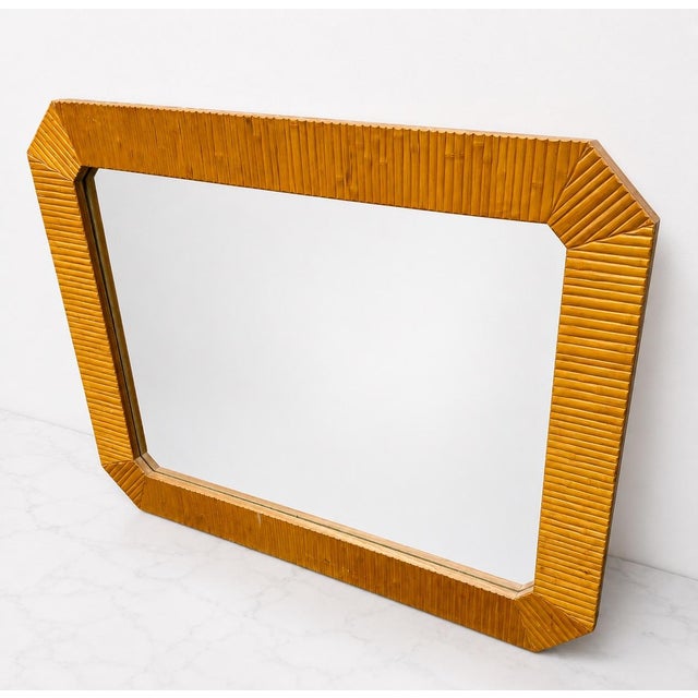 Ornamental & Decorative Materials Large Modern Faux Bamboo Wall Mirror For Sale - Image 7 of 10