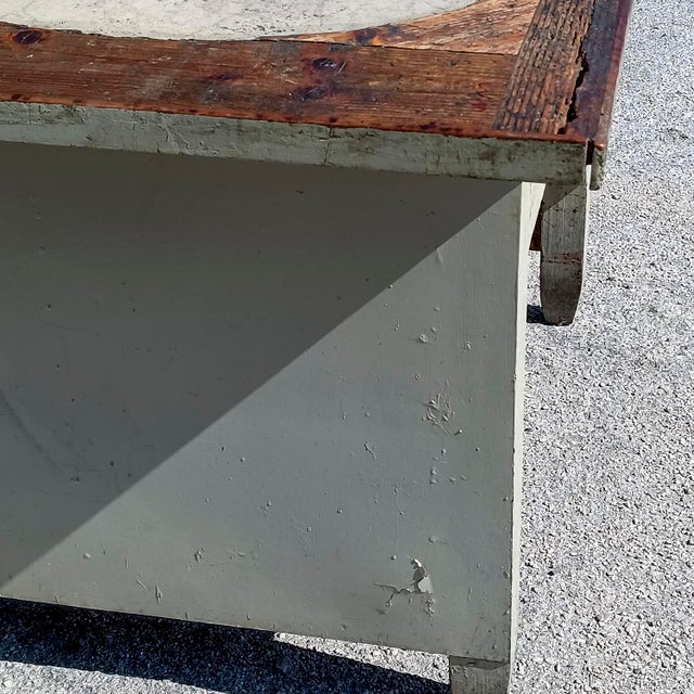 Brown Artisan Workshop Desk with 19th-Century Stone Top For Sale - Image 8 of 18