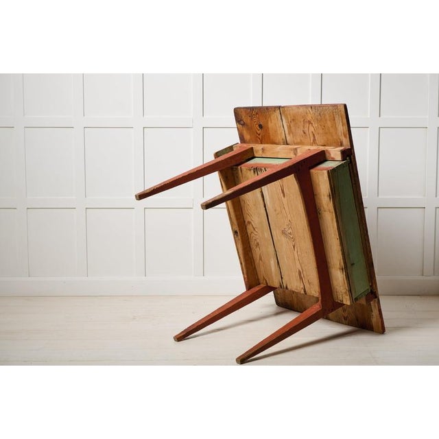 Brown Antique Swedish Folk Art Side Table with Drawer, Late 1700s For Sale - Image 8 of 9