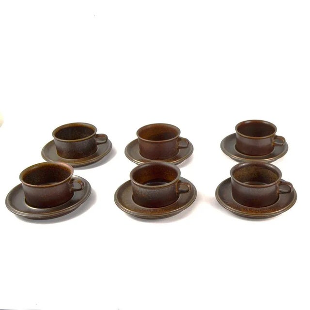 Ceramic breakfast set, coffee or tea set from the "Ruska" line designed by Ulla Procope for Arabia in 1960, Finland. Large...