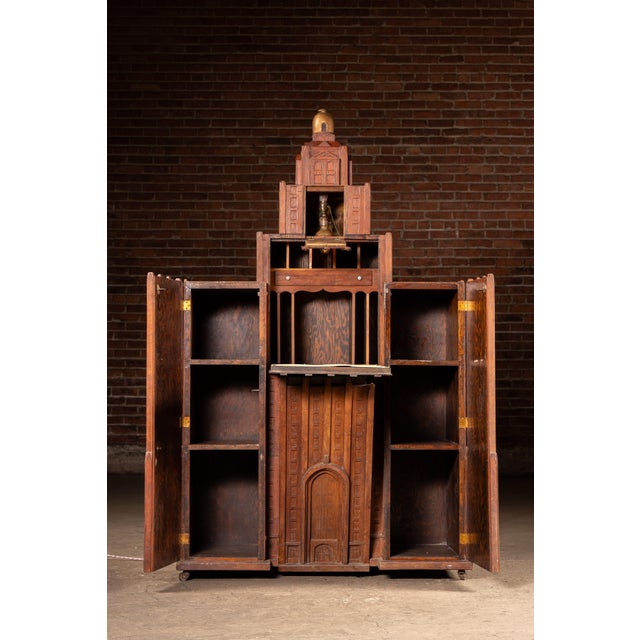 1920s Monumental Art Deco Cathedral Form Secretary Desk For Sale In Chicago - Image 6 of 12