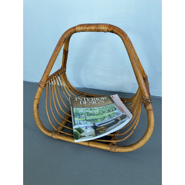 Brown Mid-Century Modern Bamboo and Rattan Magazine, Circa 1970s For Sale - Image 8 of 8