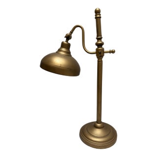 Vintage Rustic Cordless Gold Toned Table Lamp For Sale