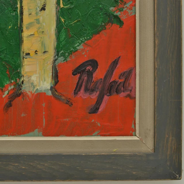 Rafael, Large Expressionist Colorful Birch Tree Landscape Painting, 1980s, Oil on Canvas, Framed For Sale - Image 12 of 15