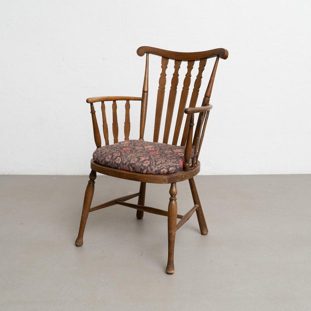 Vintage English Wood Armchair, 1950s For Sale - Image 4 of 16
