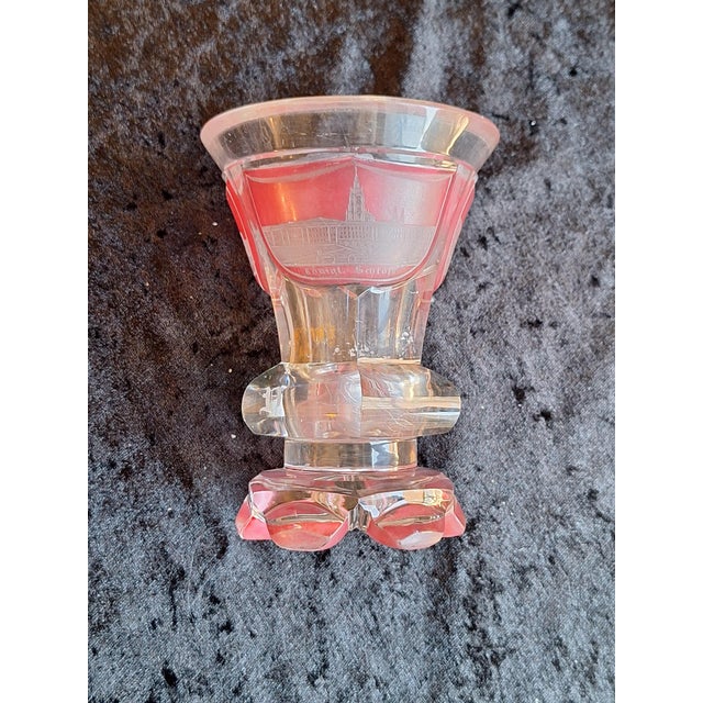 Antique Biedermeier Viewing Glass with Engraved Views of Prague, 1840, in Very Good conditions. Designed before 1890