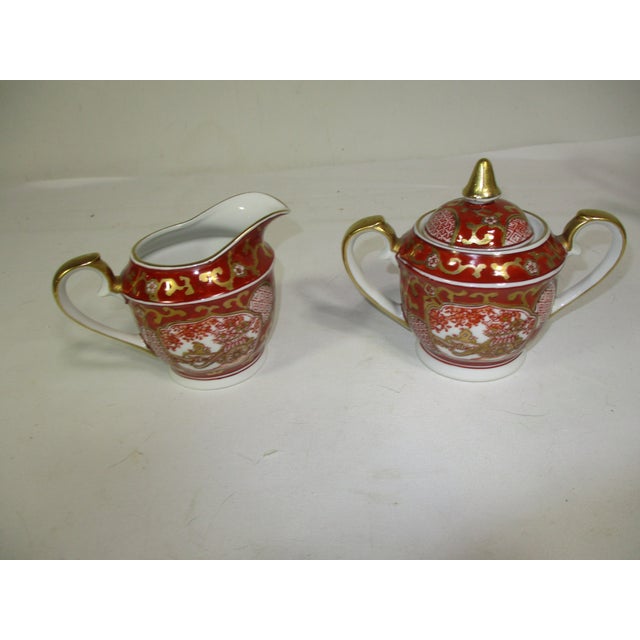 Hand Painted Gold Imari Japanese Porcelain Tea Service, 3 Pc For Sale - Image 4 of 11