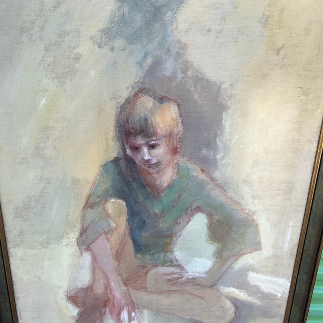 American School 20th Century Portrait of a Seated Boy, Oil on Canvas, Signed and Dated 1969 Framed by Don Carr For Sale - Image 4 of 10