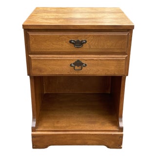 Mid-Century L.A. Period Furniture Co. Solid Birch Single Drawer Open Cabinet Nightstand For Sale