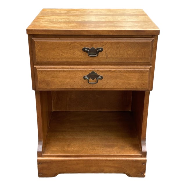 Mid-Century L.A. Period Furniture Co. Solid Birch Single Drawer Open Cabinet Nightstand For Sale