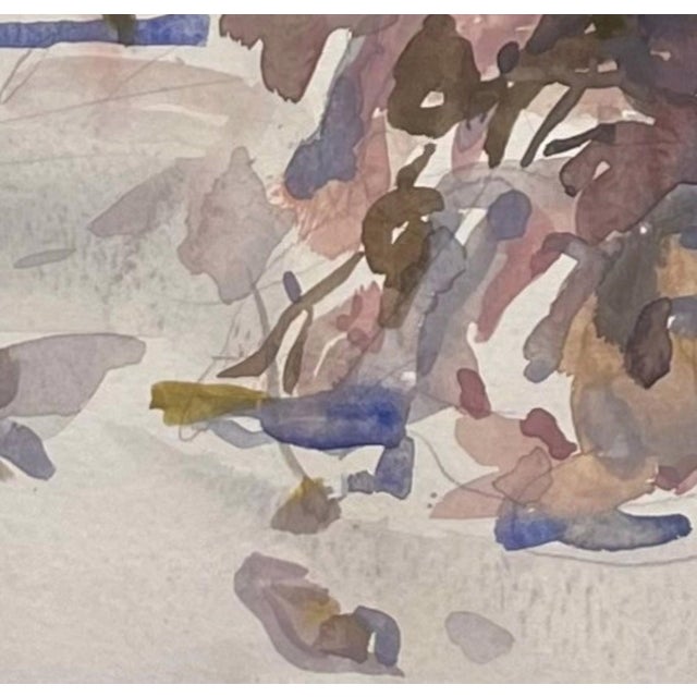 Shadow Lace by Hazel Z Weckbach | Watercolor of a snowy landscape with trees For Sale - Image 4 of 5