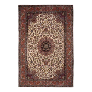 Baku Ivory/Brown Silk & Wool Area Rug, 6' 7'' X 9'10'' For Sale