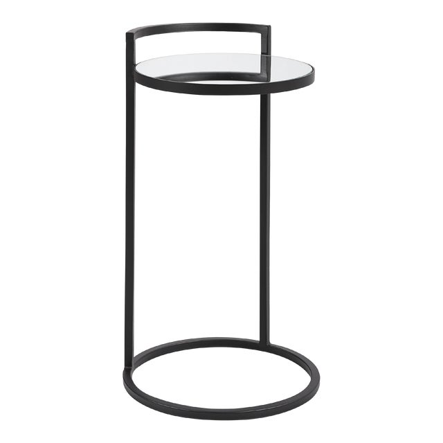 Iron & Mirror Round Accent Table For Sale