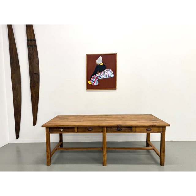 Brown Farmhouse Table in Pine, 1950s For Sale - Image 8 of 18