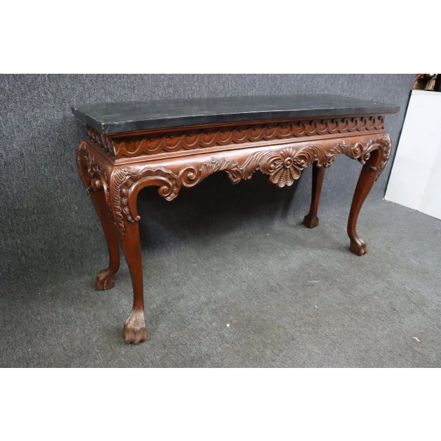Chippendale Style Tessellated Carved Mahogany Console Table For Sale - Image 4 of 8