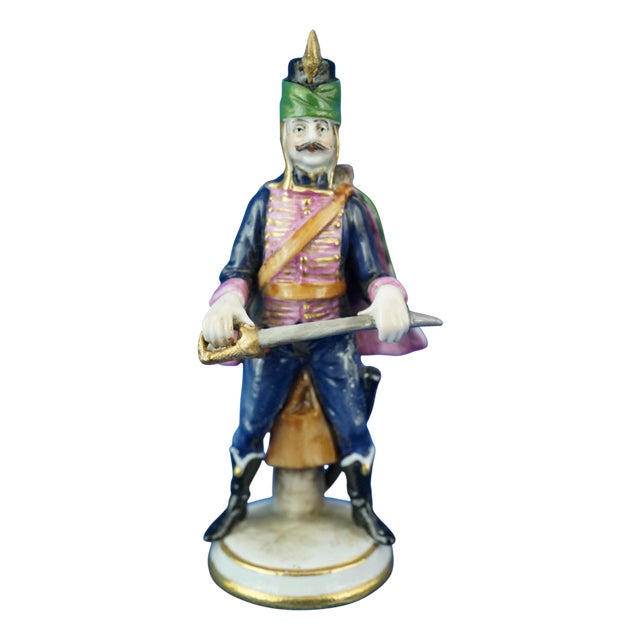 Miniature Hussar Soldier Sculpture in Porcelain from Real Casa Ferdinandea - Ginori,19th Century, Italy, 19th Century For Sale