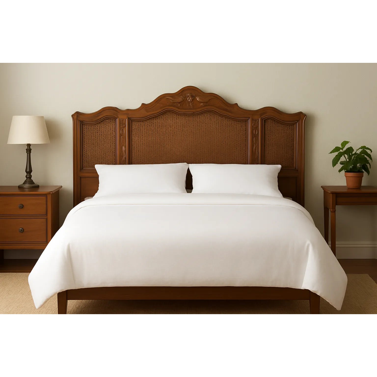 1970s Vintage Drexel Heritage "Cabernet Ii" Cane Panel Queen Headboard – French Provincial Elegance