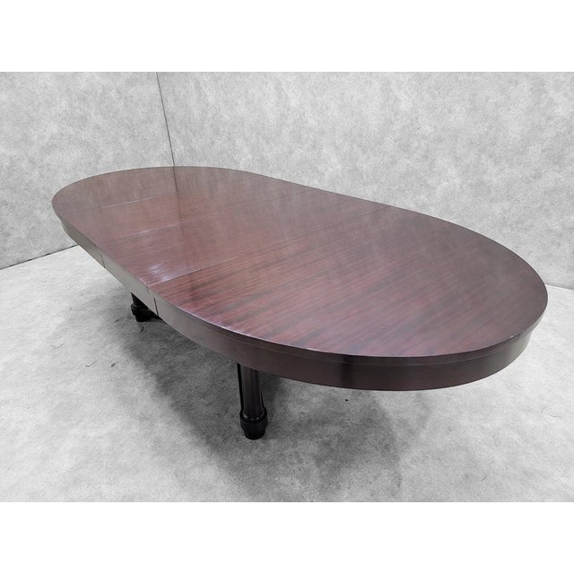 Vintage Art Deco Barbara Barry Oval Mahogany 2 Leaf Extension Dining Table For Sale - Image 11 of 11