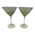 Mid 20th Century Mid-Century Modern Green Fade Martini Glasses, European-Style Art Glass, Unmarked Set of 2 For Sale