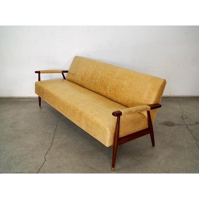 Mid-Century Modern 1950’s Mid-Century Modern Leather Lounge Sofa For Sale - Image 3 of 12