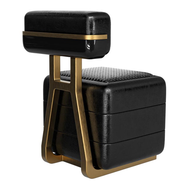 Metal "Manchot" Chair, With Bronze, Tailor Made Woven Leather, Handcrafted For Sale - Image 7 of 7