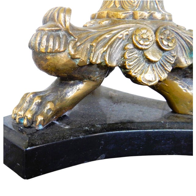 Large 19th C. French Marble and Brass Candlesticks - A Pair For Sale In Columbus - Image 6 of 8