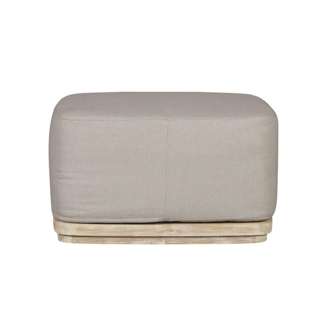 Modern Eclipse Outdoor Solid Teak Wood Ottoman Natural Look - Gray Fabric For Sale - Image 3 of 9