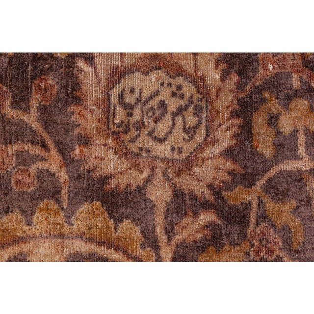 Indian Early 20th Century Indian Chocolate Brown Handmade Wool Carpet For Sale - Image 3 of 8