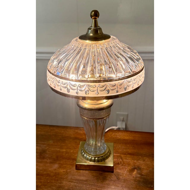 Mid 20th Century Hollywood Regency Cut Crystal Boudoir Lamp For Sale - Image 4 of 12