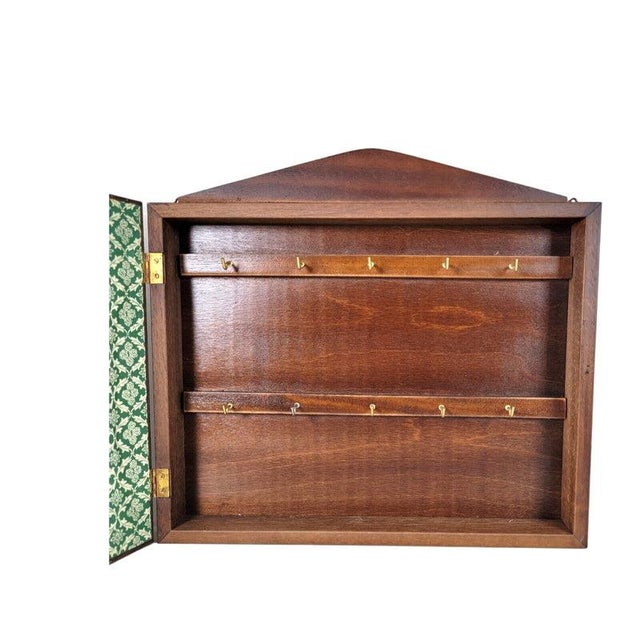 Vintage Italian Wood Wall Cabinet With Bimaculated Duck Print & Key Hooks For Sale - Image 4 of 14