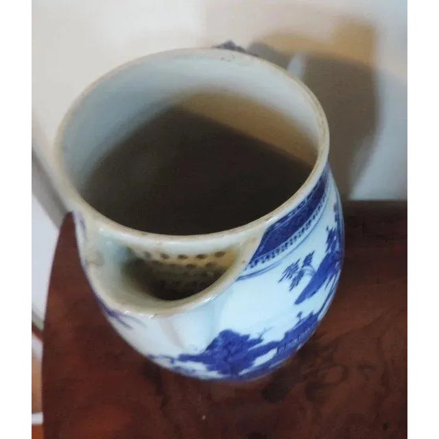 Early 19th Century Chinese Export Blue & White Porcelain Canton Scene Cider Jug or Pitcher For Sale - Image 10 of 11