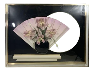 Jon Gilmore 1980s Flower on Vase on Console With Mirror Lucite Diorama Wall Hanging