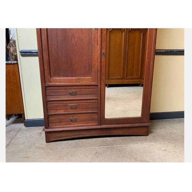 Antique Art Nouveau Linen Wardrobe, 1910 For Sale - Image 3 of 9