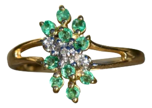 The Scott's Hill: Ladies 14K Gold Emerald and Diamond Cluster Ring